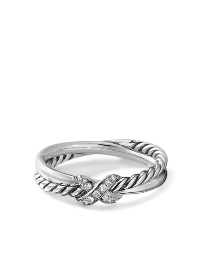 David Yurman Women's Petite X Ring With Pavé Diamonds In Silver