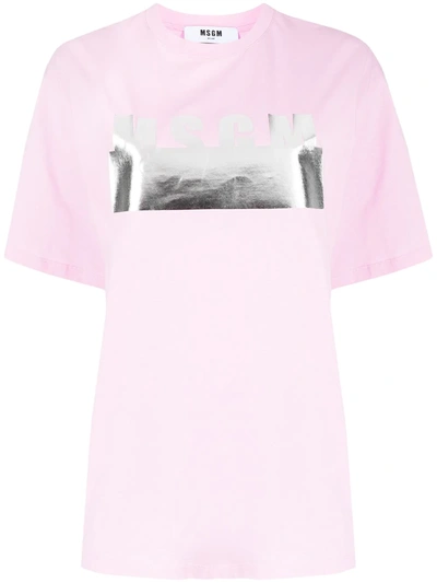 Msgm Graphic Logo-print T-shirt In Pink