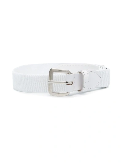 Il Gufo Kids' Leather-trim Buckle Belt In White