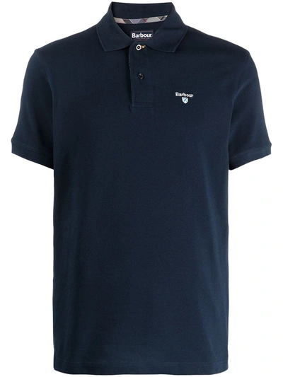 Barbour Logo Embroidered Polo Shirt In New Navy