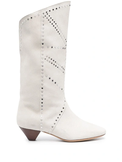 Isabel Marant 70mm Cut-out Knee Boots In White