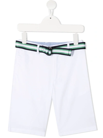 Ralph Lauren Kids' Stripe Belt Detail Chino Shorts In White