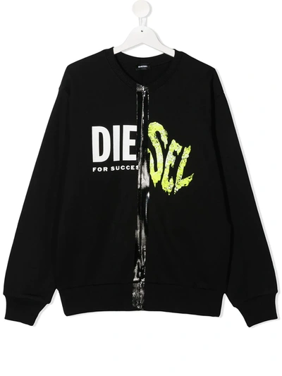 Diesel Teen Deconstructed Tape Sweatshirt In Black