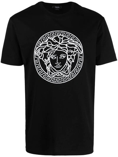 Versace Medusa-head Motif Short-sleeve T-shirt In Black