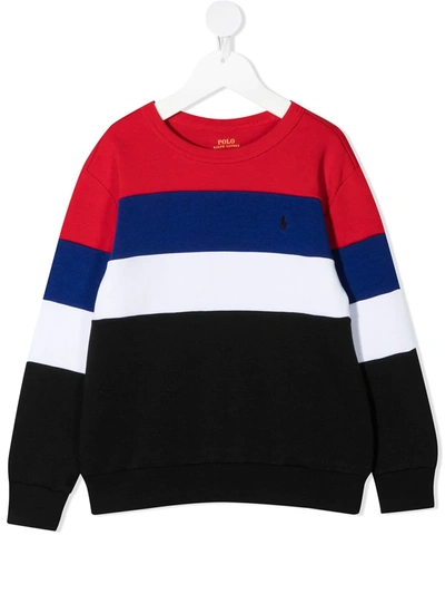 Ralph Lauren Kids' Colour-block Striped Sweatshirt In Red
