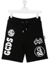Gcds Logo Print Cotton Track Shorts In Black