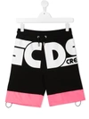 GCDS TEEN LOGO PRINT TRACK SHORTS