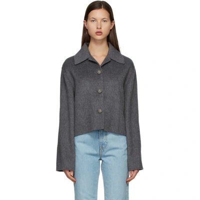 Acne Studios Grey Wool Cropped Jacket In 990 Grey