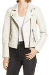 Allsaints Kara Leather Cropped Biker Jacket In White