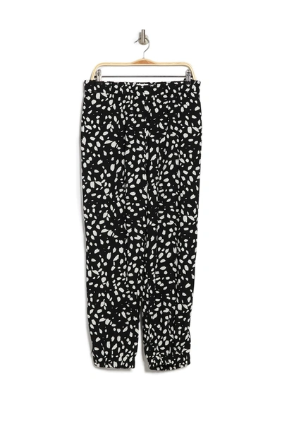 14th & Union Knit Jogger Pants In Black- Ivory Dot Marks
