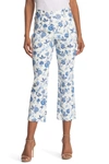Derek Lam Meloe Flower Cropped Flare Trousers In White-blue