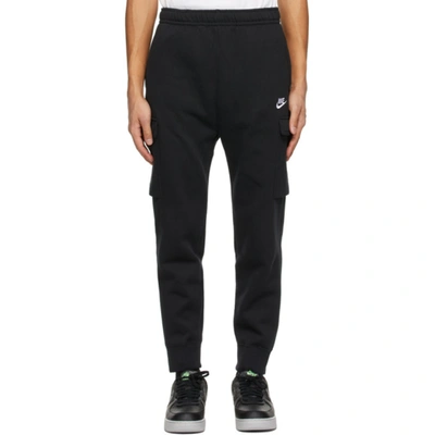 Nike Black Sportswear Club Cargo Lounge Pants In 010 Black/b