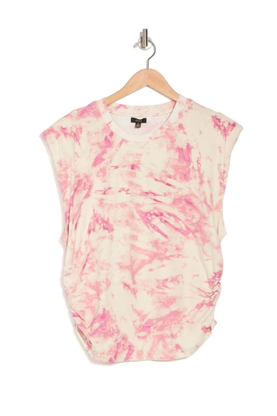 Afrm Graphic Print Muscle T-shirt In Cream Blush Tie Dye