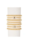 Eye Candy Los Angeles Evil Eye Hamsa Titanium Gold Stretch Beaded Bracelets In Gold
