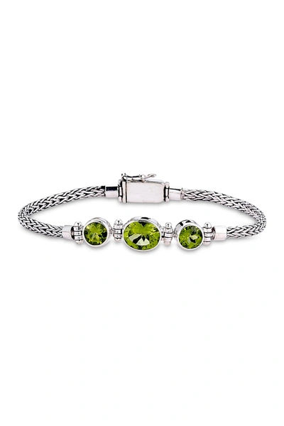 Samuel B Jewelry Sterling Silver Peridot Tulang Naga Bracelet In Green