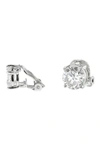 Cz By Kenneth Jay Lane Rhodium Plated Brilliant Round Cz Stud Clip-on Earrings In Clear-silver