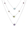 Samuel B Jewelry Sterling Silver Multi Gemstone Layered Necklace In Multi Color