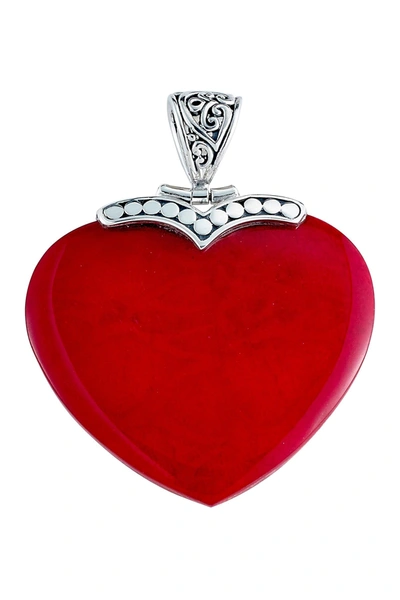 Samuel B Jewelry Sterling Silver Coral Heart Pendant In Red