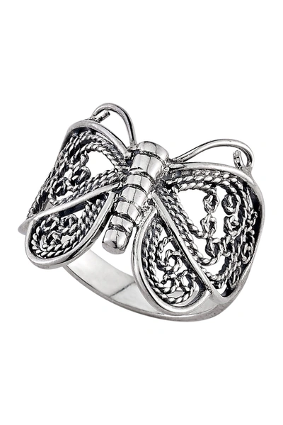 Samuel B Jewelry Sterling Silver Butterfly Design Band Ring