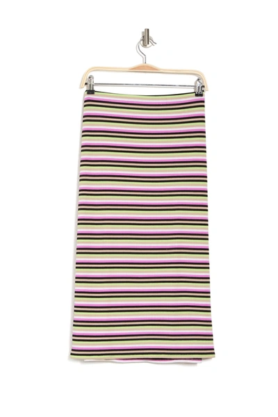 Afrm Port Ribbed Pencil Skirt In Multi Stripe