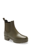 Jeffrey Campbell Cloudy Waterproof Chelsea Rain Boot In Army Green