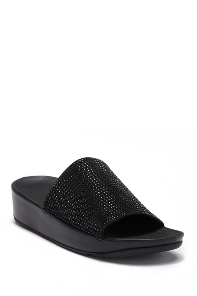 Fitflop Ginny Glitz Pool Platform Slide Sandal In Black