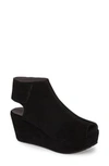 Chocolat Blu Cutout Wedge Sandal In Black Suede