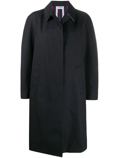 Thom Browne Box-pleat Raglan Bal Collar Overcoat In Blue
