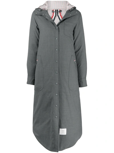 Thom Browne Downfilled Hooded Coat In Grey