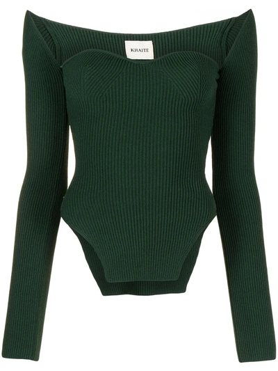 Khaite Maddy Wide-neck Jumper In Green
