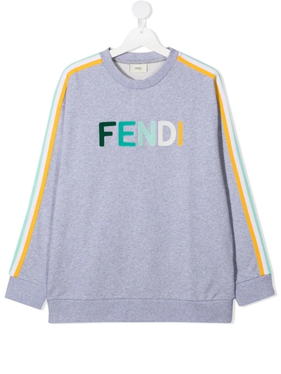 Fendi Kids' Logo字样印花卫衣 In Grey