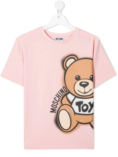 Moschino Kids' Logo-print Stretch-cotton T-shirt In Pink