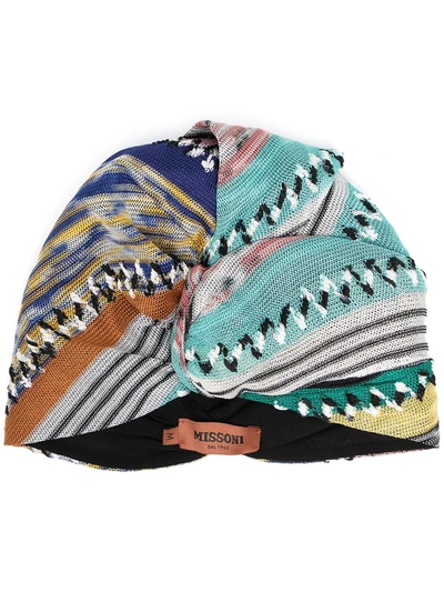 Missoni Abstract Knit Turban In Blue