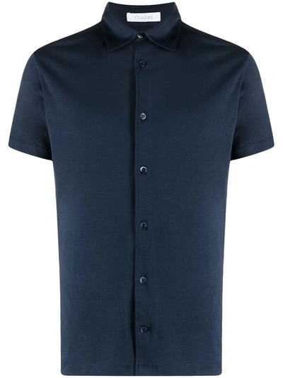 Cruciani Cotton-blend Short-sleeved Shirt In Blue
