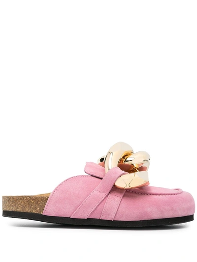 Jw Anderson Chain-link Slip-on Loafer Mules In Pink