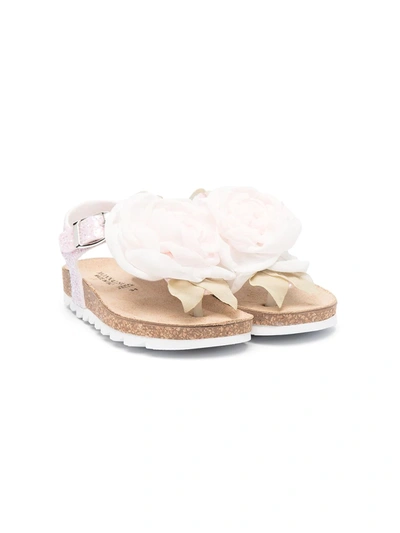 Monnalisa Kids' Rose-appliqué Buckled Sandals In Pink