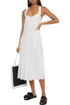 Rag & Bone Sabine Lace-up Pleated Crinkled-chiffon Midi Dress In White