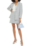 Sandro Calia Houndstooth Cotton-blend Tweed Mini Skirt In Light Blue