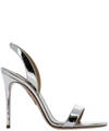 Aquazzura So Nude 105 Metallic Leather Slingback Sandals In Silver