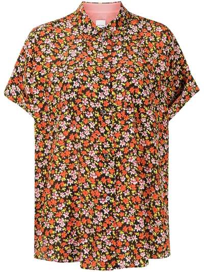 Paul Smith Shortsleeved Silk Blouse In Multicolor