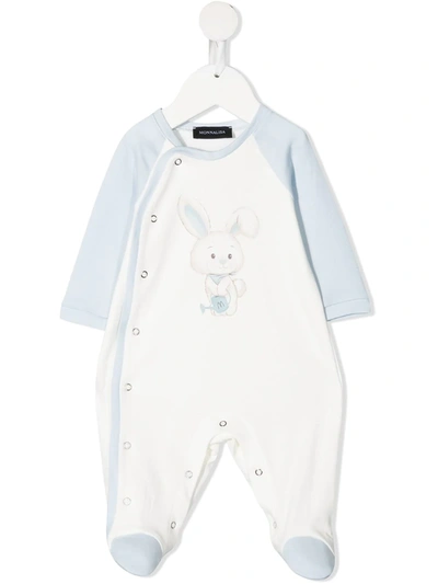 Monnalisa Babies' Bunny Print Cotton Pyjamas In 白色