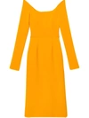 Carolina Herrera Off-the-shoulder Crepe Midi Dress In Marigold
