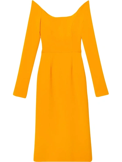 Carolina Herrera Off-the-shoulder Crepe Midi Dress In Marigold