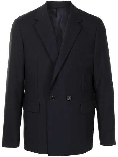Solid Homme Double-breasted Blazer In Blue