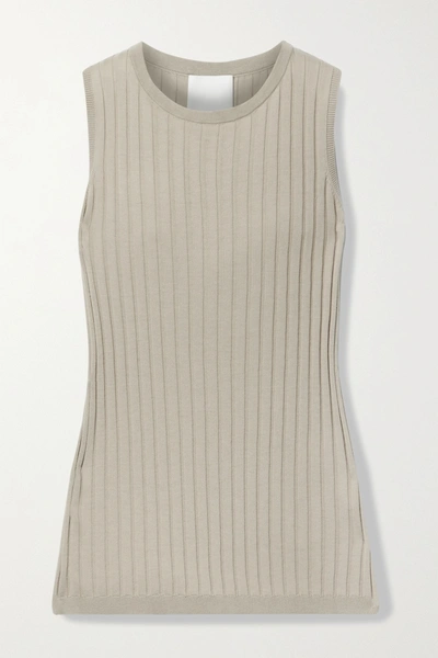 Allude Ribbed Cotton And Silk-blend Tank In Beige