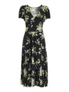 Red Valentino Floral-print Flared Dress In Black