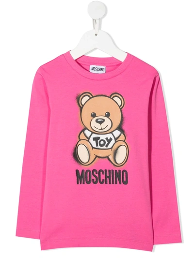 Moschino Kids' Toy Bear 卫衣 In Pink