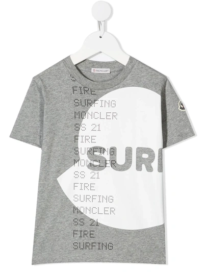 Moncler Kids' Grey T-shirt With White Print In Unica