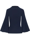 OSCAR DE LA RENTA BELL-SLEEVED RIBBED BLOUSE