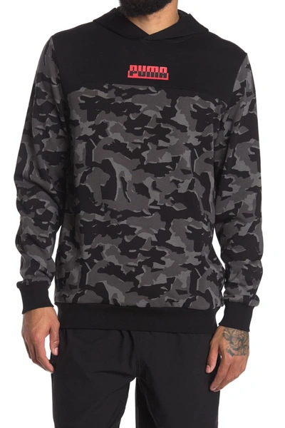 Puma Men's Camo Print Hoodie In Black